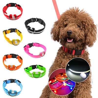 Collare per cani a LED USB ricaricabile di sicurezza illumina collari per animali luminosi per cani con fettuccia in nylon