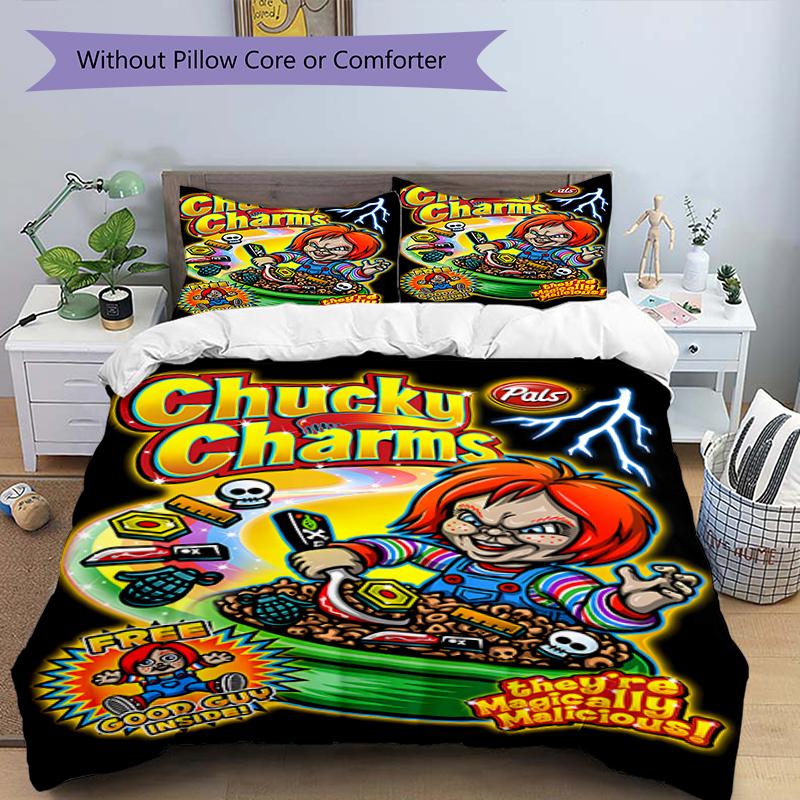3pcs Chucky3 Design Cover Set - HD Printed Bedding with 1 Cover and 2 Pillowcases - Perfect for Home and Dorm Decor