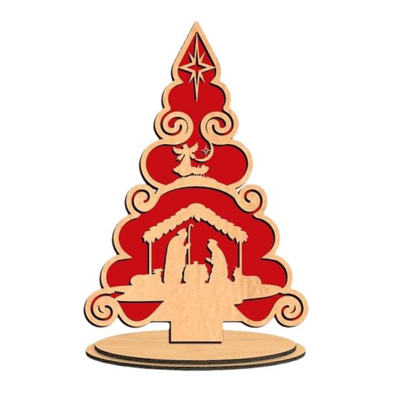Christmas Tree Table Sign Decoration Farmhouse Rustic Jesus Nativity Wooden Ornament with Base Home Office Bookshelf Desktop Decor