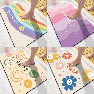 Rainbow Cartoon Door Mat Diatom Mud Super Absorbent Bathroom Floor Doormat Kitchen Rug Non Slip Entrance Carpets Home Decoration