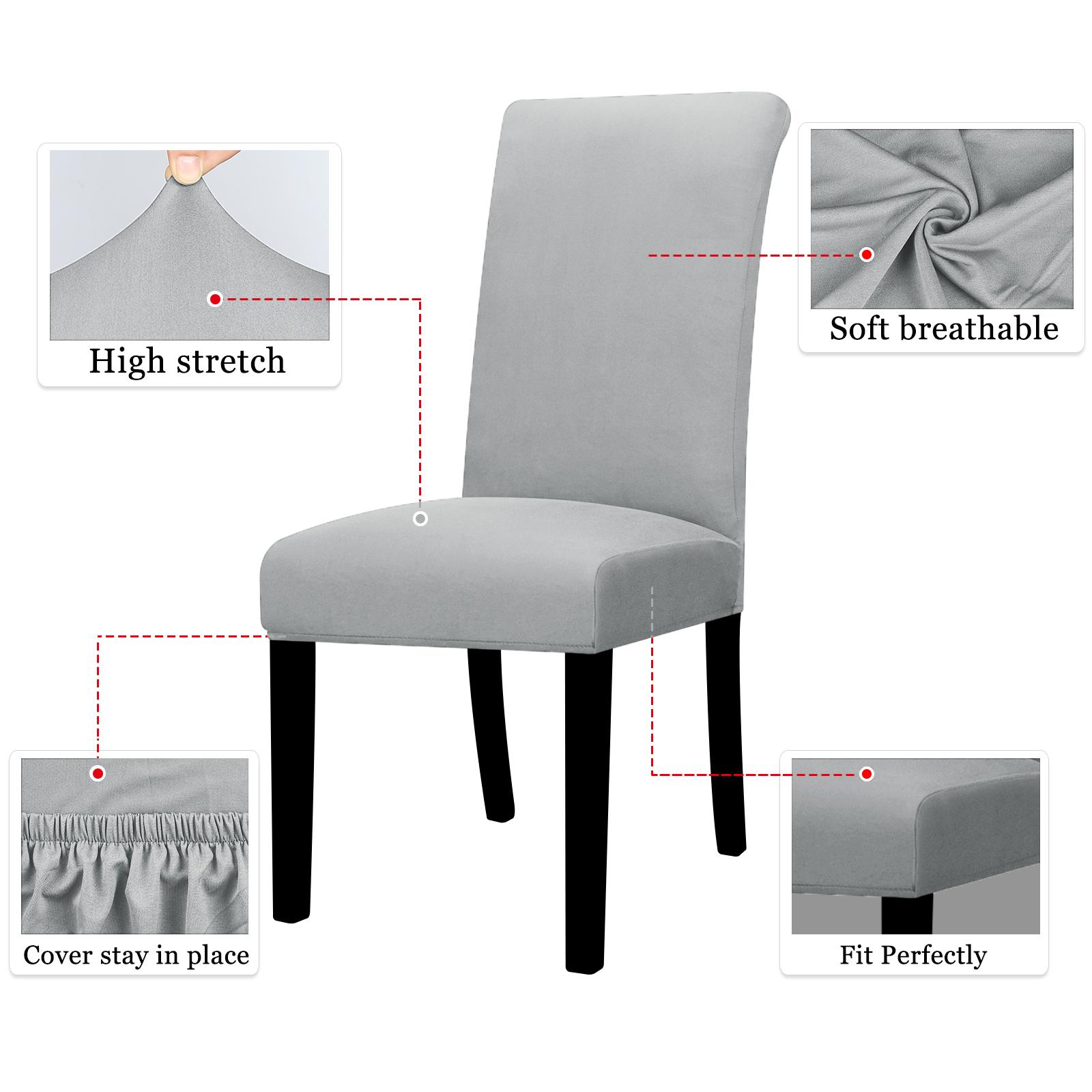 

Чехол для стула из эластичного спандекса для столовой, кухни, свадьбы, отеля, банкета, ресторана, устойчивый к загрязнениям, чехол для сиденья Housse De Chaise Universal Size серебряный