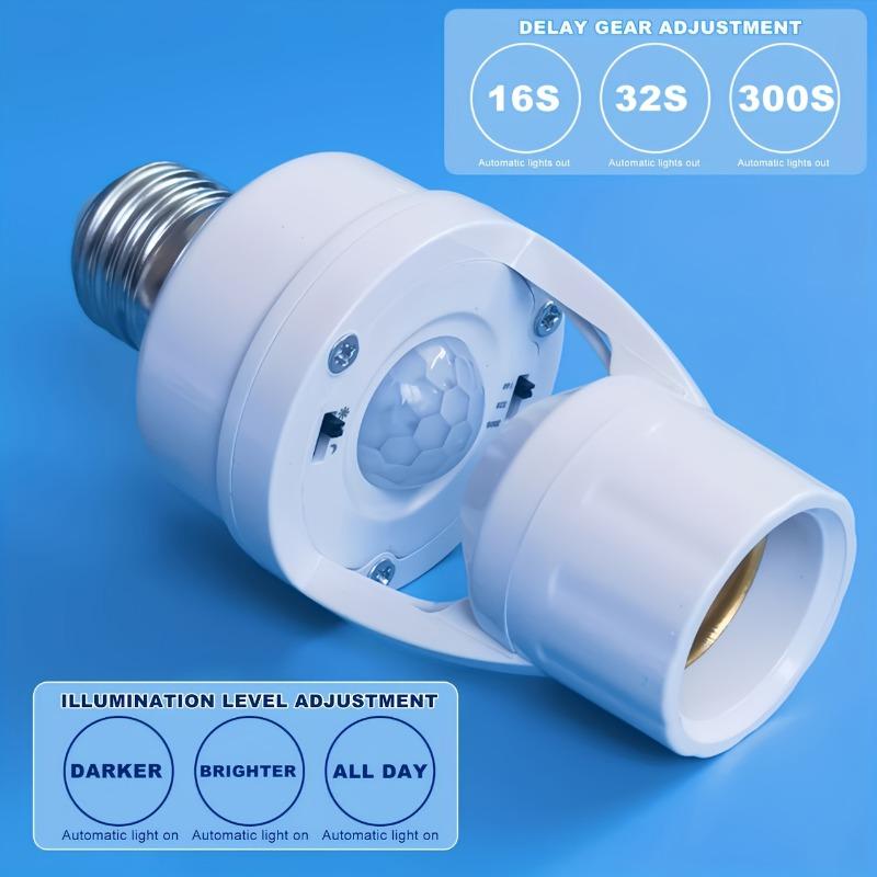 1PC Mechanical Induction Lamp Holder with Adjustable Delay Switch, the Lampshade Is White, the Base Is Sturdy, and the Installation Is Easy