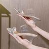 Hochhackige Ein-Wort-Slipper für Damen Sommer-Outdoor-Mode 2025 neuer Feenstil quadratische Zehenpartie transparent Kristall dünner Absatz coole Slipper