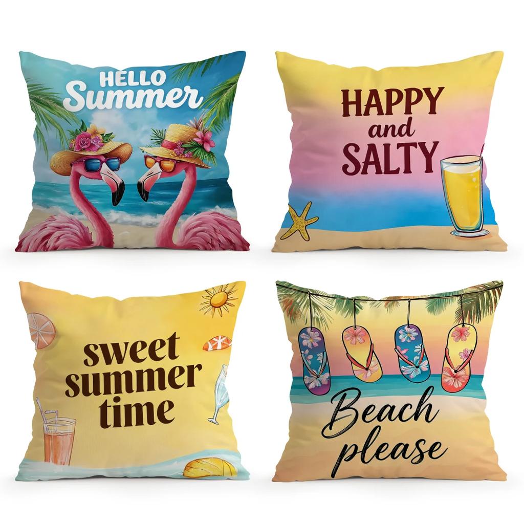4pcs/set Summer Decoration Cushions Pillowcase Polyester Cushion Cover Throw Pillow Pillowcover Home Car Sofa Decor