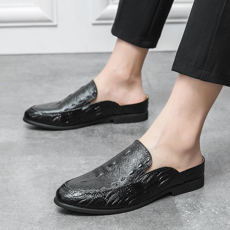 Men'S Casual Leather Shoes With British Style, One Foot Slip Loafers, Formal Leather Shoes XRS-672