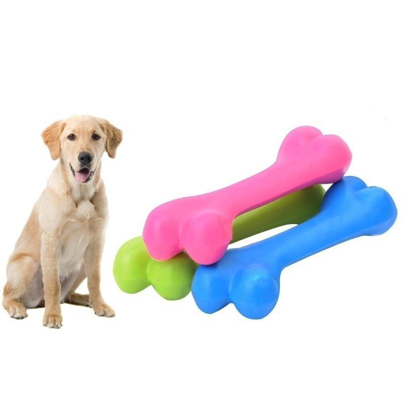 Pet Dog Puppy Cat Rubber Dental Teeth Chew Bone Play Training Fetch Fun Toys