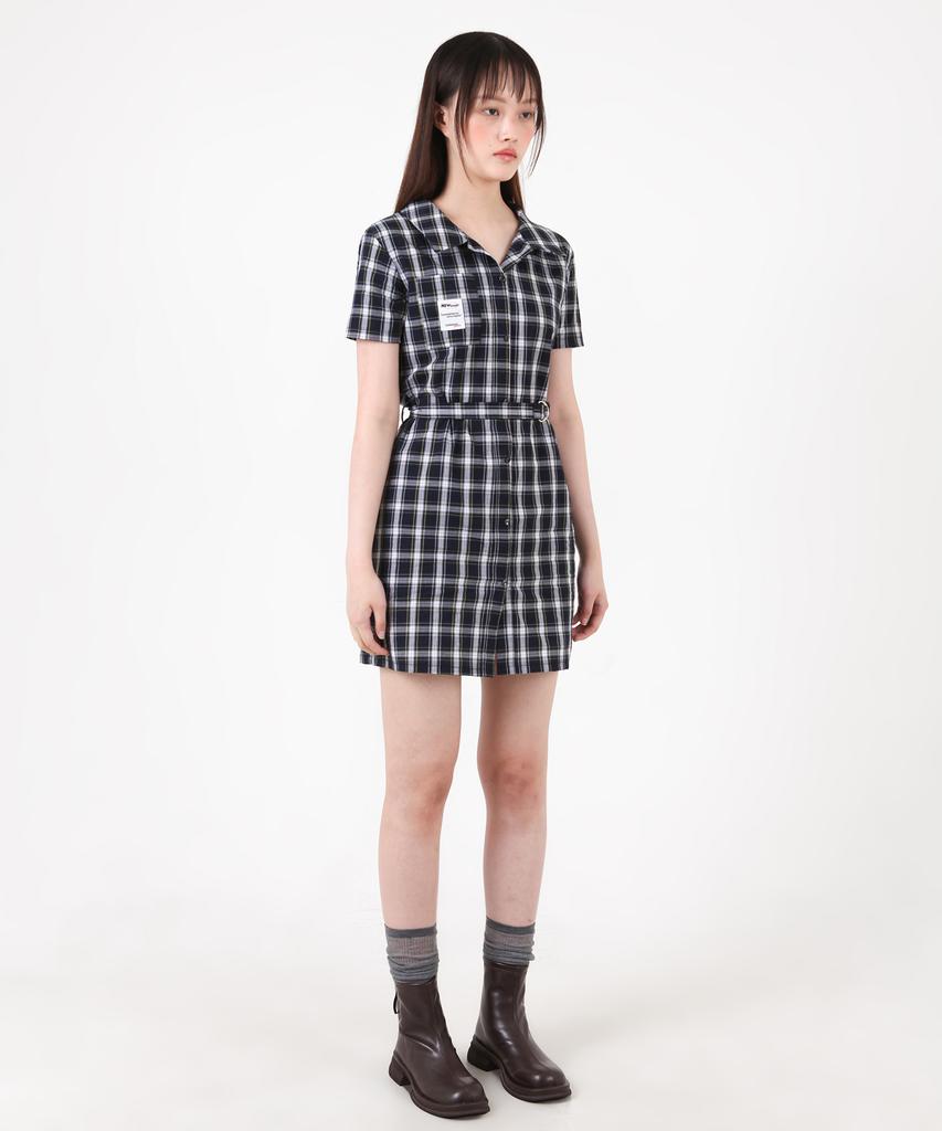 Catharsis Check Shirt Mini Dress Green One Size