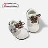 Spring 2026 Girls' Retro Leopard Print Baby Walker Shoes - Ugly Cute, Color Block Design.