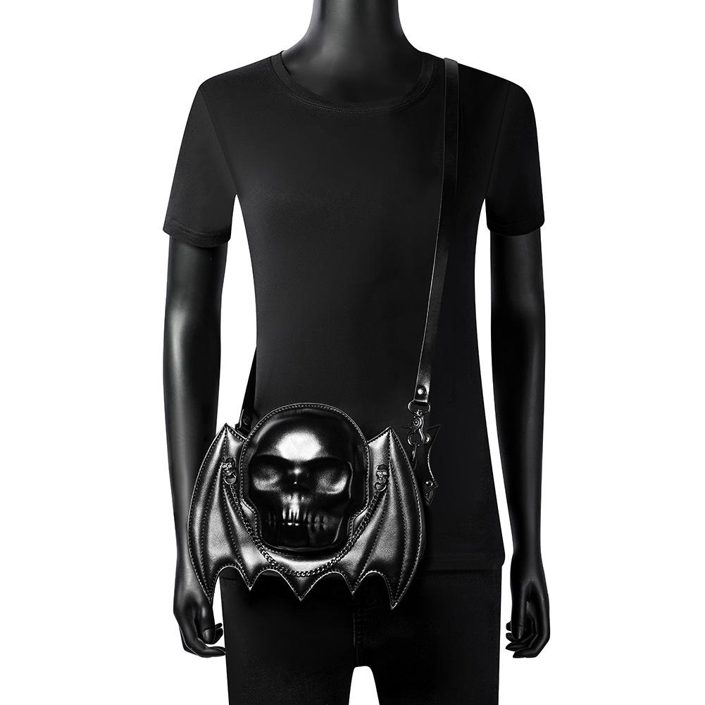 Dámská punková taška přes rameno/crossbody s designem lebky a netopýra