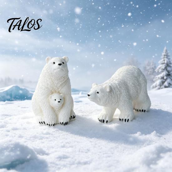 Snowy Landscape Diorama Supplies Polar Bear Resin Mini Figurines, Mother Baby Miniature Ornaments for Weatherproof Outdoor Miniatures Succulents Pots