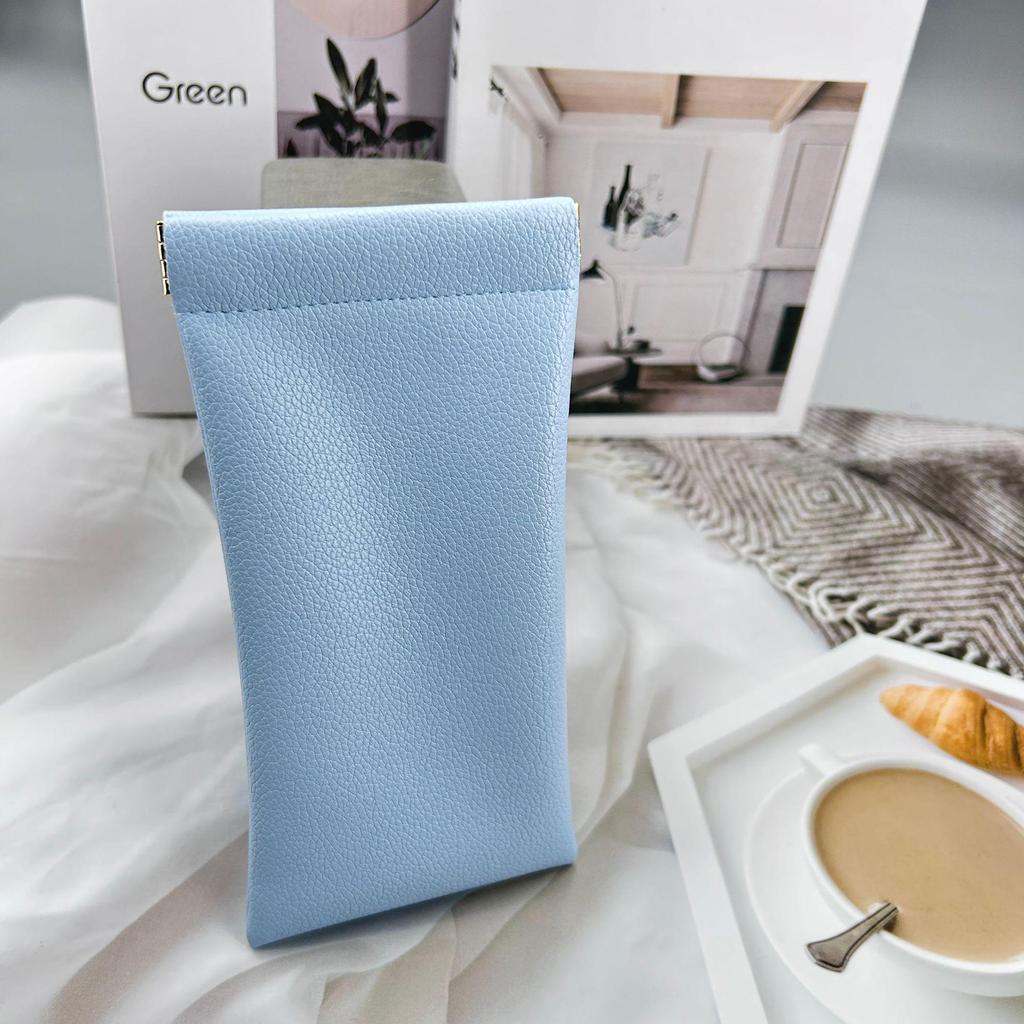 Thickened Leather Open-Mouth Sunglasses & Reading Glasses Dustproof Crossbody Case