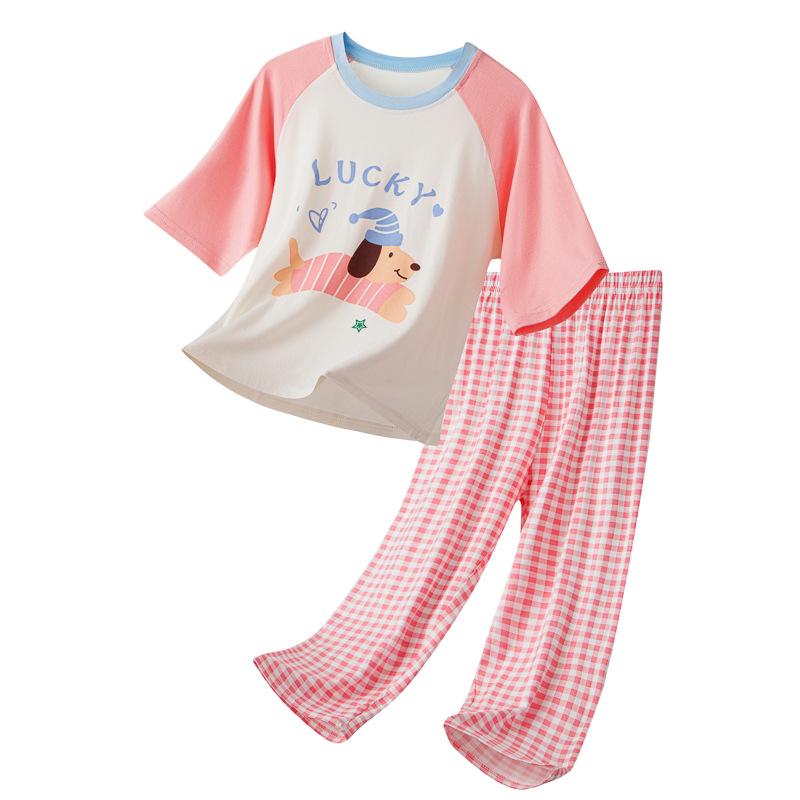 Modal Kids' Pajama Set: Boys' Toddler Short Sleeve & Long Pants, Girls' Cartoon Casual Wear