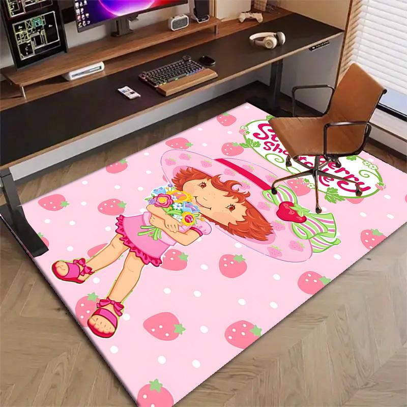 1pc Princess Strawberry (2) Design Printed Area Rug Carpet for Bedroom Living Room Home Decor Rugs Mat Non Slip Mat Rug for Bedside