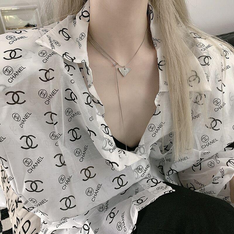 Niche Design Sweet And Cool Geometric Triangle Necklace Fashionable Versatile Simple Pendant Sweater Chain Female Exquisite