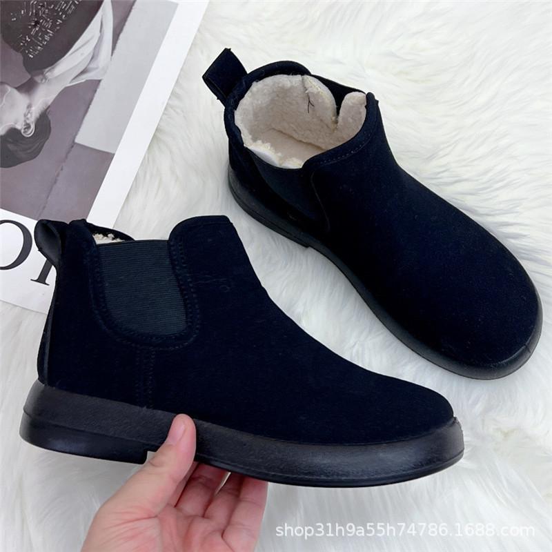 Foreign trade winter velvet women's cotton shoes warm mother shoes flat comfortable versatile short boots non-slip snow boots