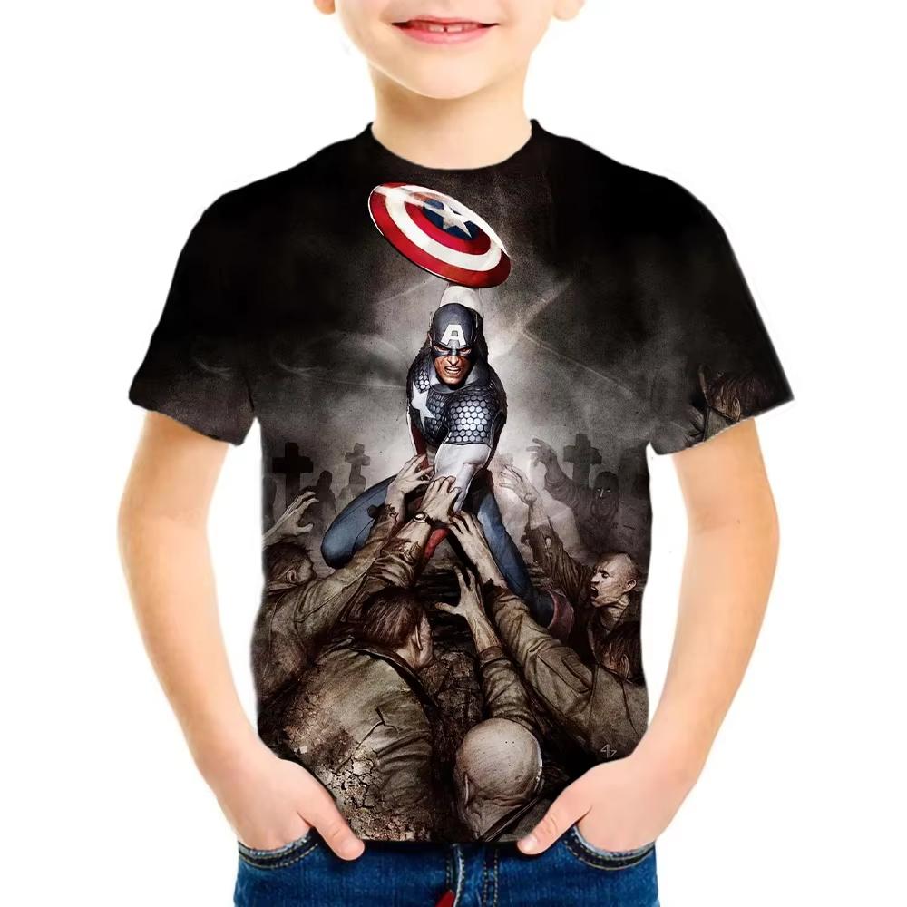 

Marvel Captain America 3D Printed Children s Boys and Girls T-shirt for Outdoor Sports - Quick-Drying and Breathable Top 120