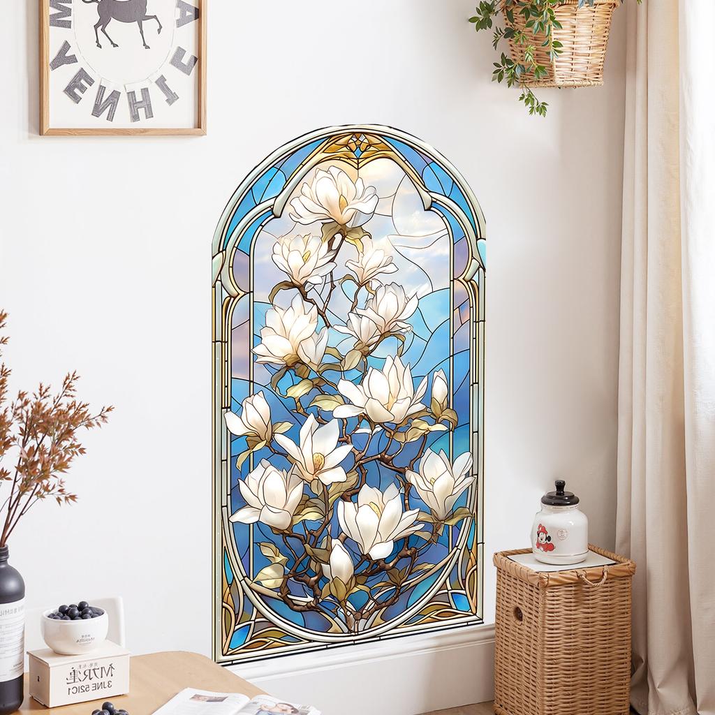 Vintage Magnolia Flower Texture Bedroom Living Room Study Wall Beautification Decoration Stickers
