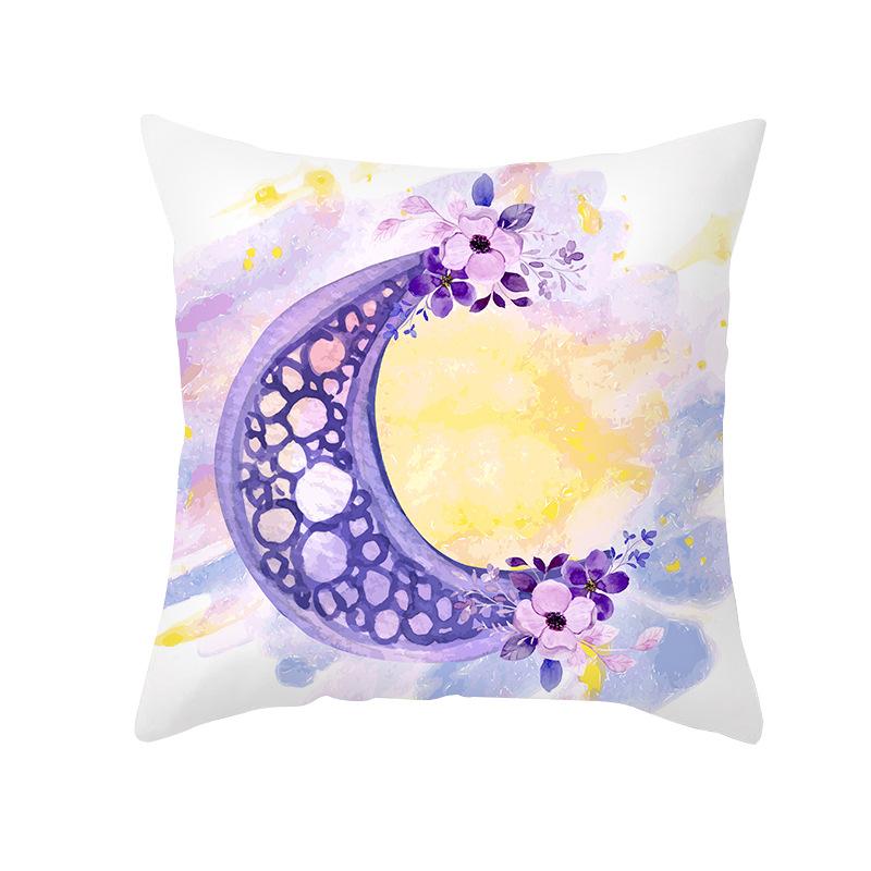Moon Pillow Case Peach Fur Printed Home Fabric Living Room Sofa Cushion Set Bedroom Pillow Cover