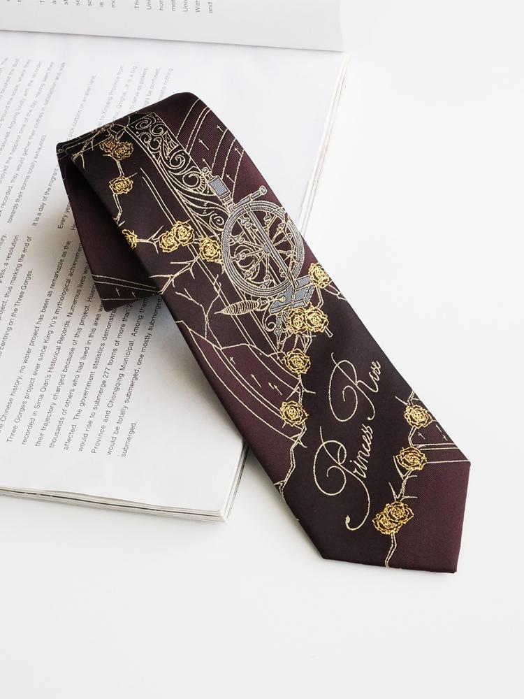 Original bronzing style burgundy tie hand-painted ins tie