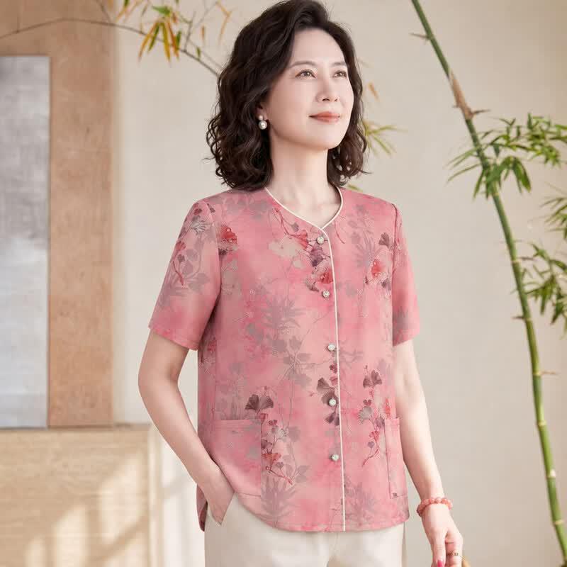 Women's New Chinese Style Embroidered Short Sleeve T-Shirt