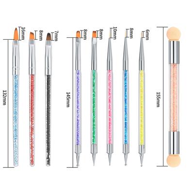 9pc Nail Art Brush Set - Liner/Dotting Tools + Sponge Pen for Gel Nails