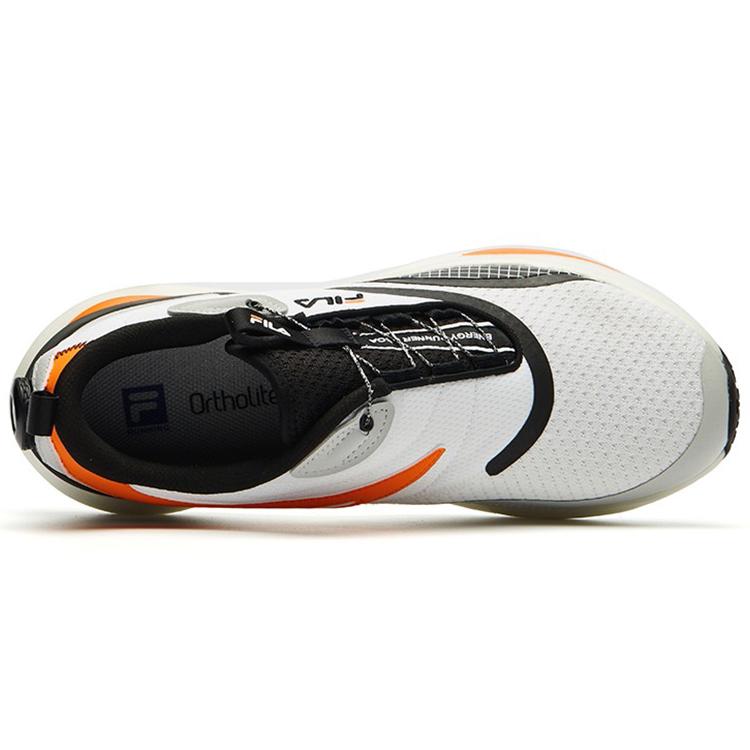 FILA Athletics Trendy Textile, Synthetic Leather Low top Marathon Running Shoes Men's White Black Orange A12M132208FWB
