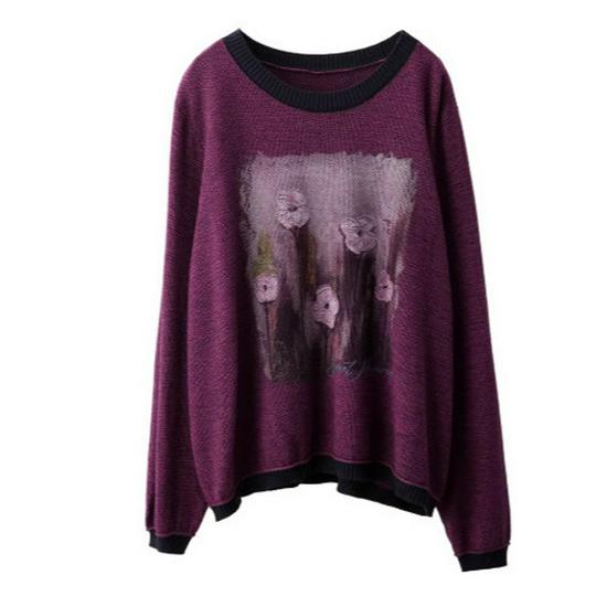 Spring 2026 Women's Tie-Dye Color Block Sweater - Round Neck Knit Pullover