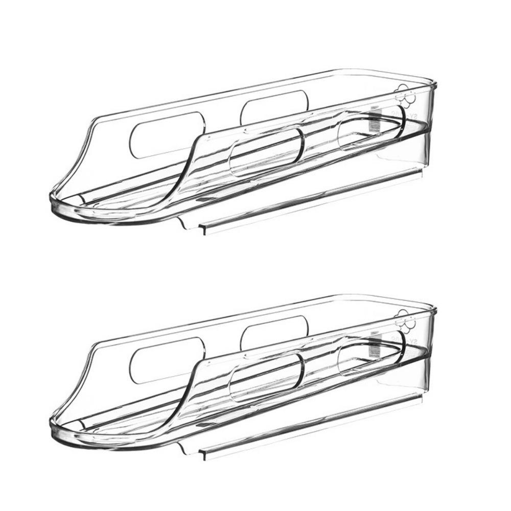2PCS Clear Automatic Slide Egg Storage Box Plastic Egg Storage Box Refrigerator Side Door прозрачный
