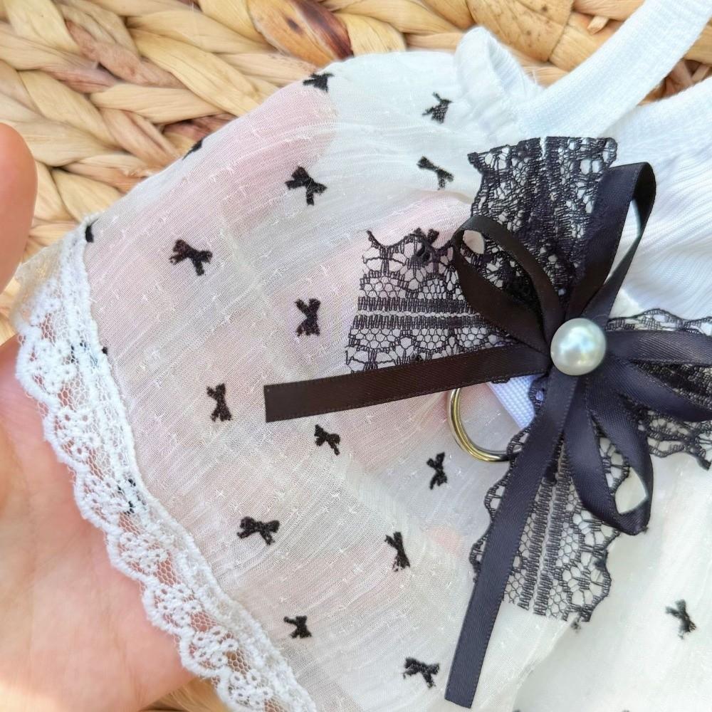 Breathable Pet Lace Bowknot Dress Lace Ruffle Hem Pet Tank Dress Pet Mesh Camisole Skirt  Party