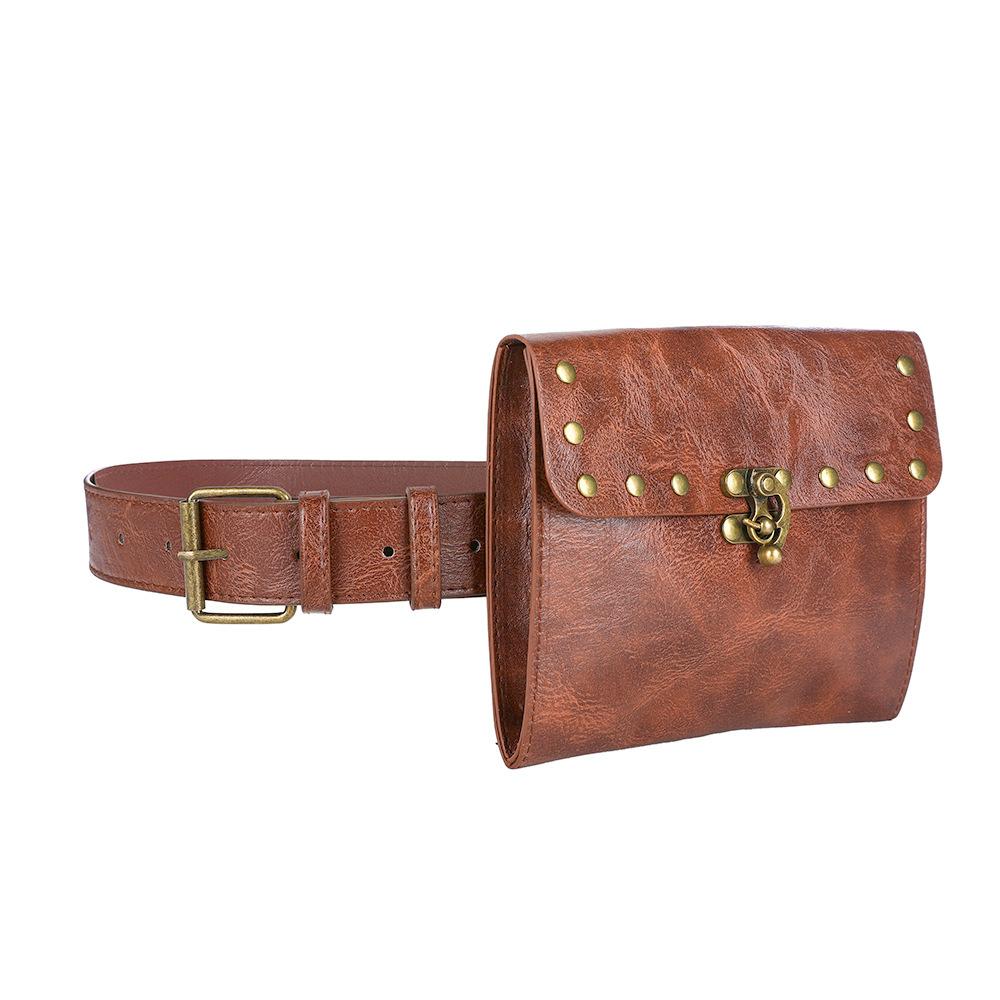Overseas Steampunk Cosplay Belt Bag, European and American Retro Women's Waist Bag, Mini Outdoor Mobile Phone Wallet