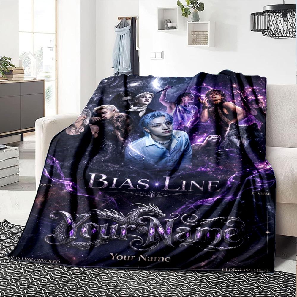 Name Custom Stray Kids Print Flannel Blanket High Quality Warm Comfortable Cover for All Seasons Perfect for Gifts Home Decor