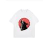 Wolf Howling Graphic T Shirt White Wolf And Red Moon Print Casual Summer Wear For Women