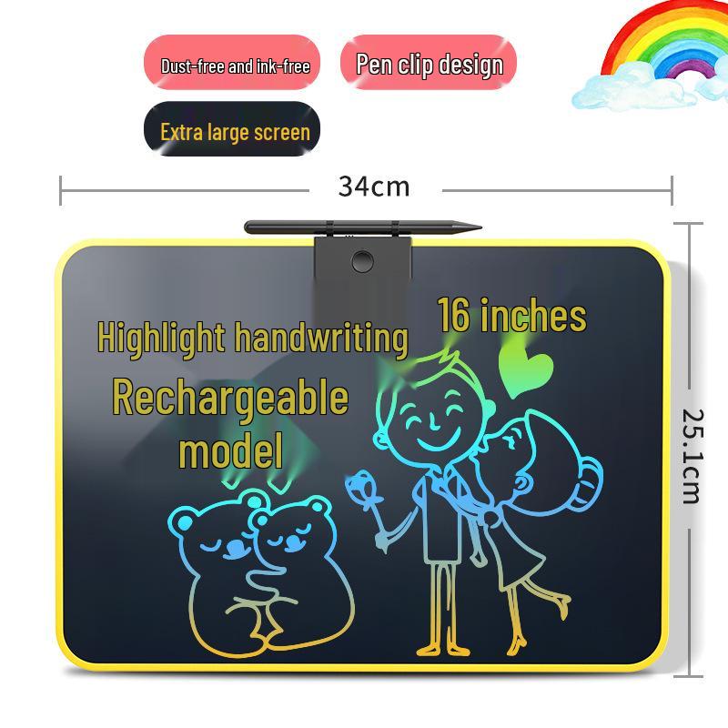 16" Rechargeable LCD Handwriting & Drawing Board for Children - Erasable, Large Teaching Tool