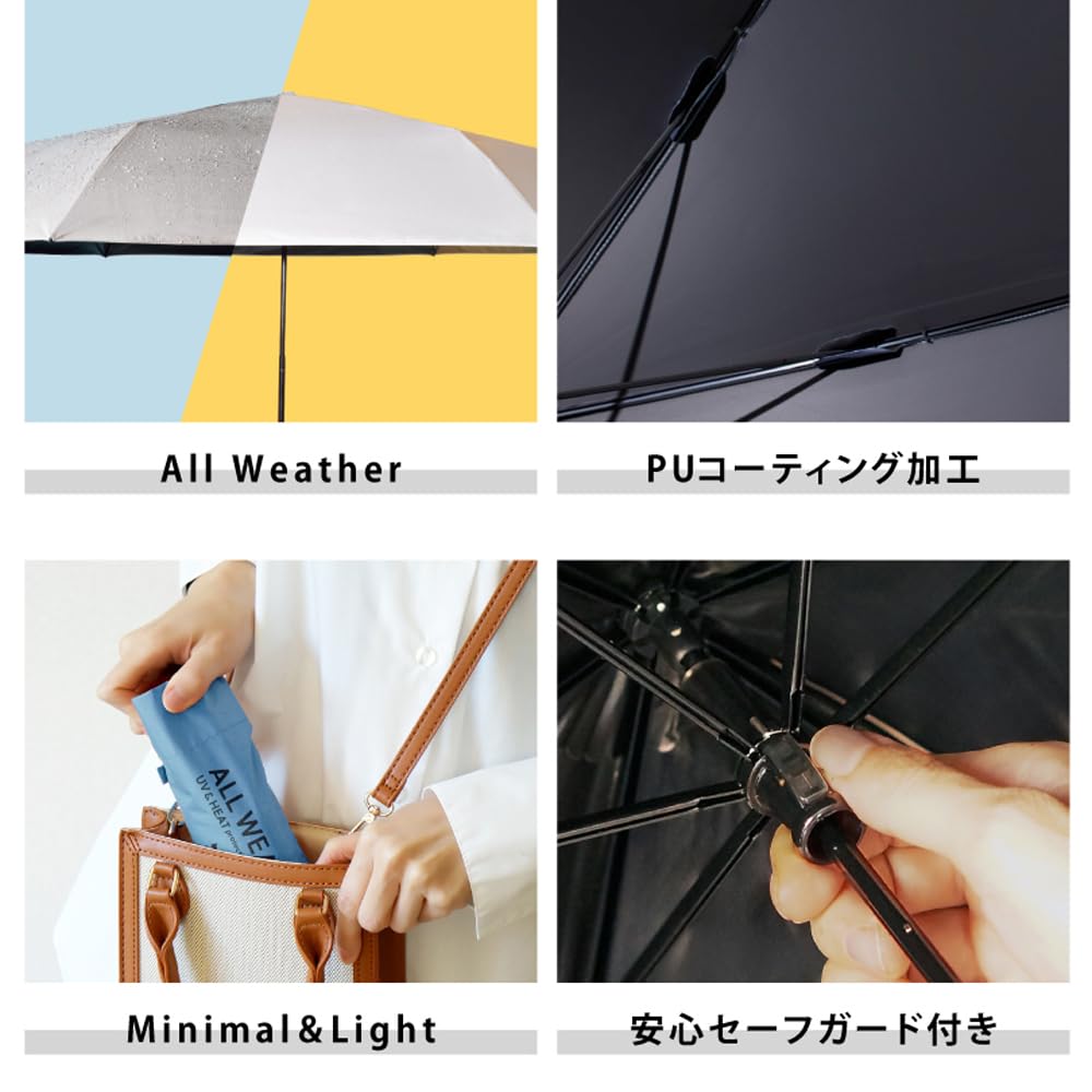 Because Folding Umbrella 53cm UV Protection Shading Rate 200g Parasol for Sunny and Rainy Days Unisex Heat Protection Stylish Gray All Weather Color