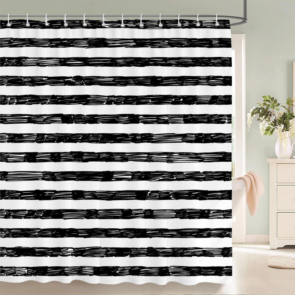 

High Quality Cartoon Geometry Printed Fabric Shower Curtains Bath Screen Waterproof Products Bathroom Decorate With 12 Hooks W60H190(CM)-1 Pcs
