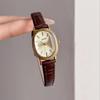 Retro Klassiek Klein Gouden Horloge voor Dames Ovaal Echt Lederen Band Waterbestendig Kwarts Uurwerk Premium Dames Polshorloge