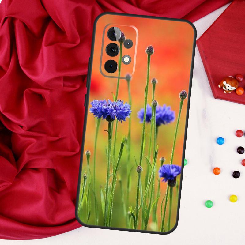 Blue Cornflowers Delphinium For Samsung Galaxy A55 A53 A33 A13 A35 A15 A36 A56 A26 A16 A22 A32 A52 A54 A34 A06 A05 Case