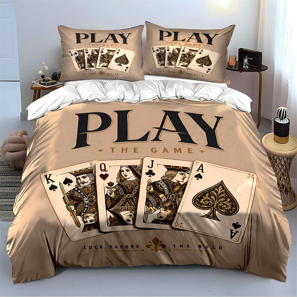 Playing Cards Vintage Design Bedding Duvet Cover Set Duvet Cover Pillowcases  (1*Duvet Cover 2*Pillowcases, without duvet insert)
