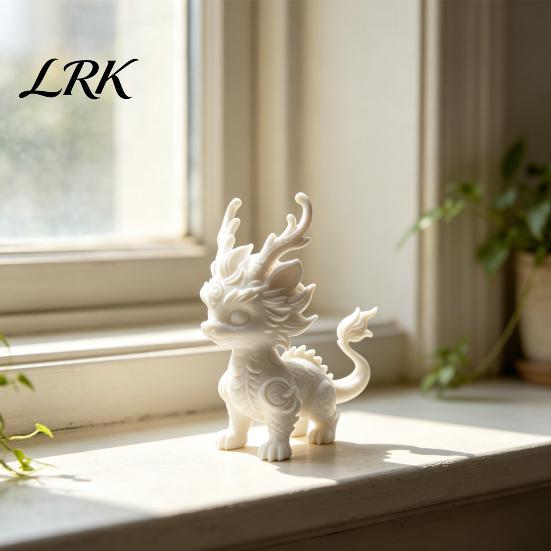 Auspicious Qilin Ornament 3D Printed Statue, Traditional Chinese Mythical Beast Figurine, High Precision Dragon Scale Carving Wealth And Blessings