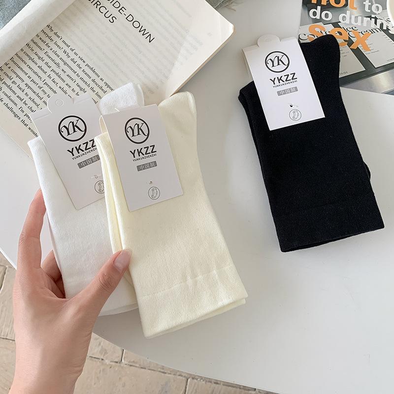 Socks Pure Cotton Stacking Socks Season Versatile Boneless Confinement Socks Sweat-Absorbing Deodorant Cotton Medium Tube Socks Women