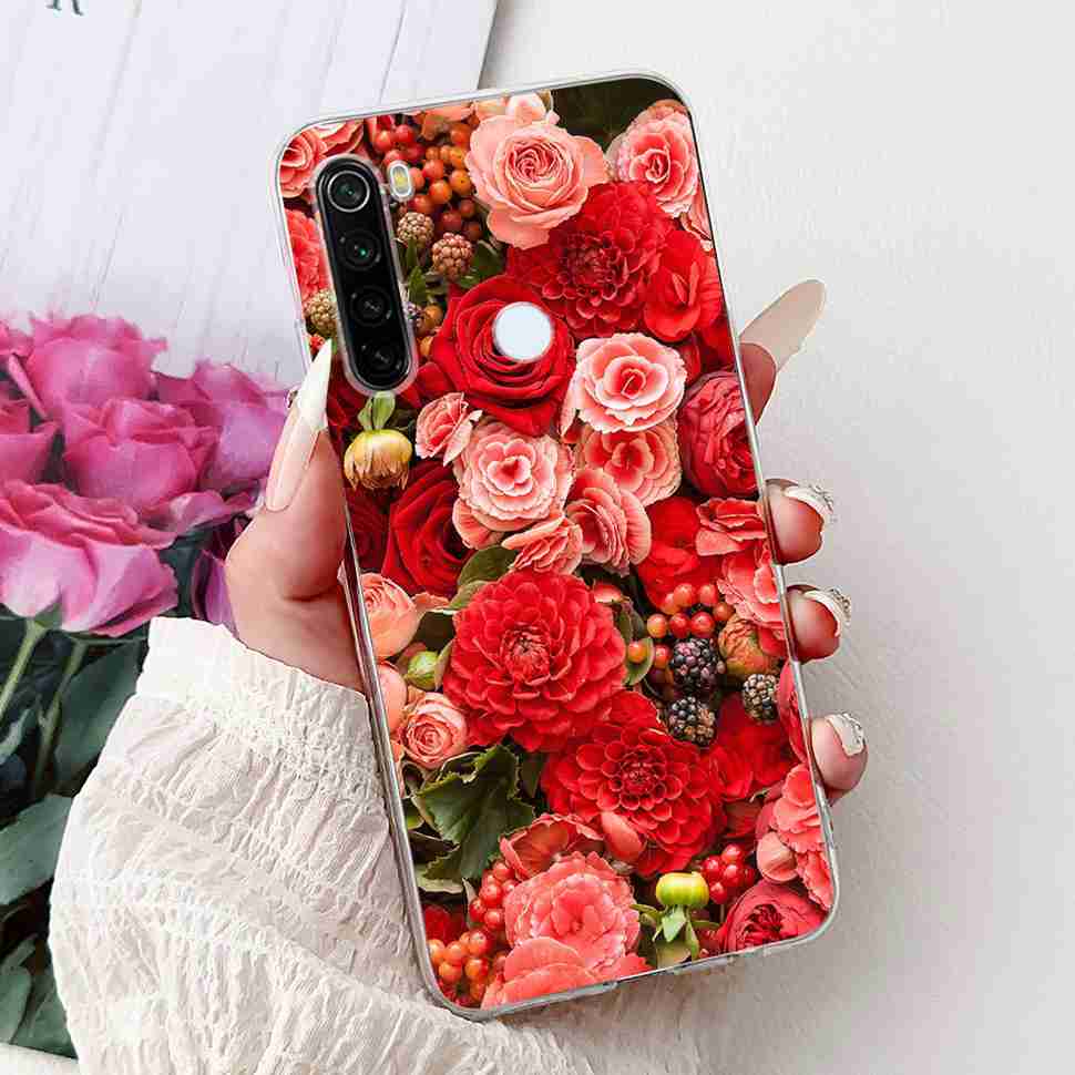 For Xiaomi Redmi Note 8 Case Vintage Dragon Luxury Flower Soft Silicone TPU Cover For Redmi Note8 Note 8T Phone Cases Shockproof