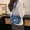 Vintage Denimtasche Damen Mehrschichtig Kleine Tasche Bestickt Schulter Crossbody-Tasche