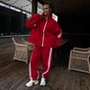 Cotton Casual Women's Clothing Autumn and Winter 1116 Hot-selling Striped Color Matching Stand-up Collar Jacket Elastic Trousers Set