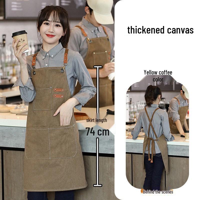 Thickened Canvas Apron for Kitchen, Gardening, Painting, Coffee Shop, Catering, and Cooking