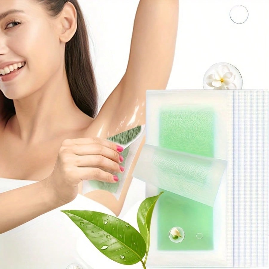 20pcs Tea Tree Oil Ready-To-Use Peel-Off Wax Strips, Fast Instant Hair Removal, Long-Lasting Smoothn