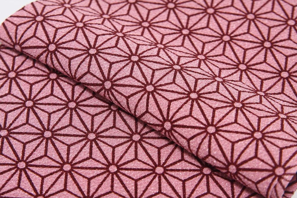 [Hasegawa] Japanese-style half-collar, made of Futakoshi crepe silk, pink hemp pattern, made in Japan.