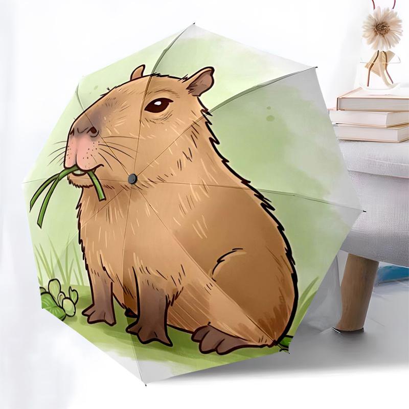 Capybara Themed Travel Umbrella 8 Ribs Automatic Opening and Closing,Portable Folding Design,Compact and Stylish Umbrella Suitable for Out