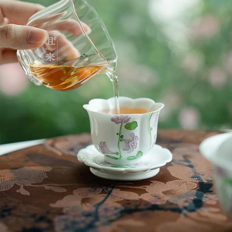Hand Painted Lily Of The Valley Porcelain Kettle Porcelain White Teapot Tea Ceremony Set Tea Tie Guan Yin Jasmine  Teaware Type