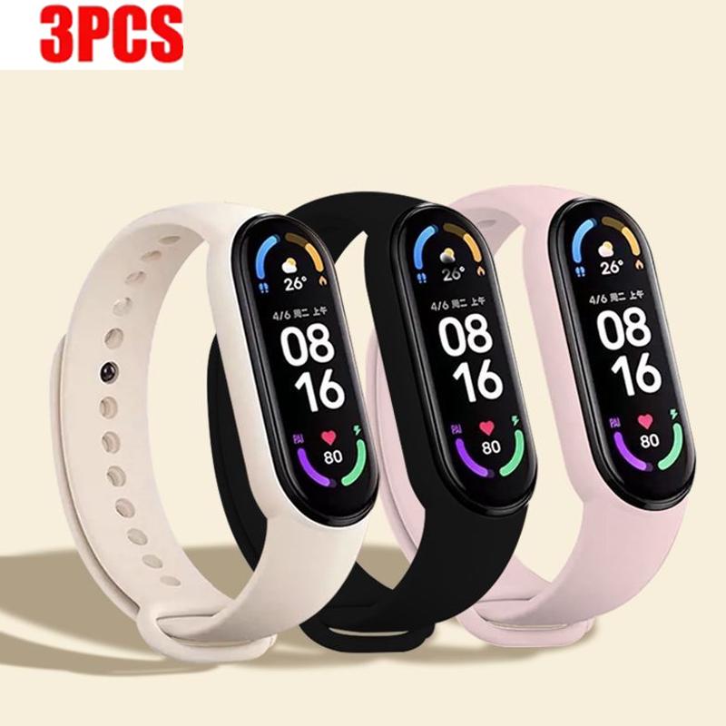1-3Pcs Official Watchband For Mi Band 7 6 4 5 3 Bracelet Xiaomi Mi Band Strap Silicone Sport Replacement Smartwatch Accessories