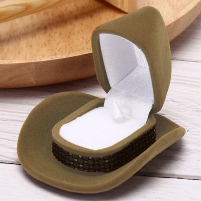 Scatola Regalo Espositiva in Velluto a Forma di Cappello da Cowboy Portagioie per Collana Orecchini Anello